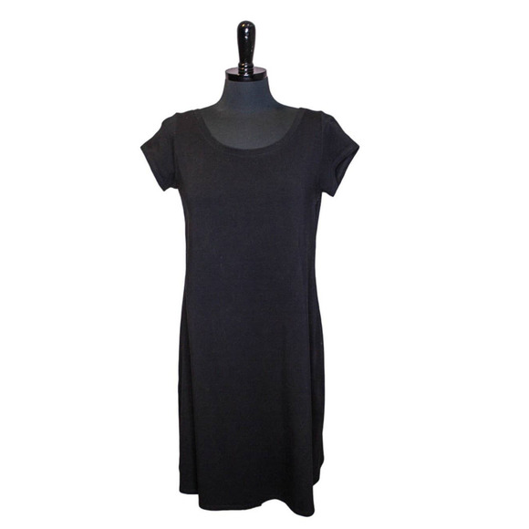 Eileen Fisher T Shirt Dress Short Sleeve Black Organic Cotton Size M - Picture 1 of 3